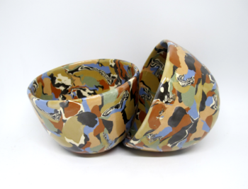 Deux bols arlequin nerikomi polychrome
