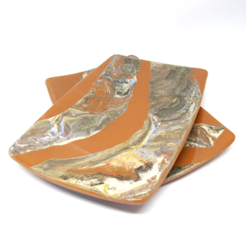 Deux assiettes à sushi céramique nériage polychrome
